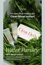 CLEARDEA Minari serum and carton among water parsley, featuring 80% Minari extract