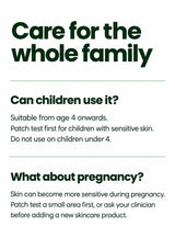 FAQs on use from age four and patch testing or clinician advice during pregnancy