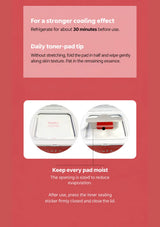 Refrigeration, toner-pad use and resealing instructions for CLEARDEA PDRN pads