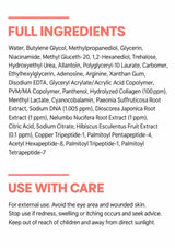 Full 35-ingredient list and use precautions for CLEARDEA PDRN Tension Fit Pad