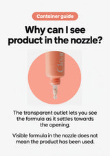 CLEARDEA transparent outlet guide explaining visible formula in a new tube nozzle