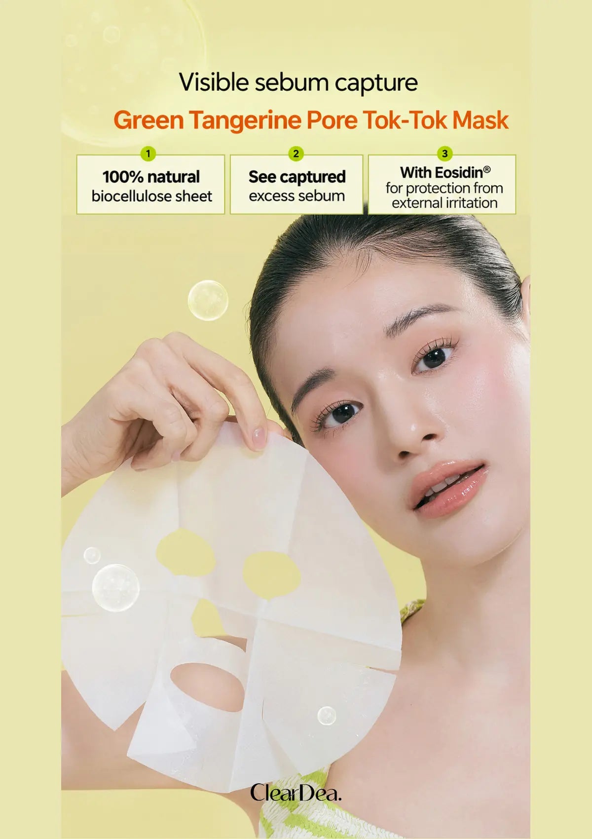 CLEARDEA Green Tangerine Pore Tok-Tok Mask: model benefits