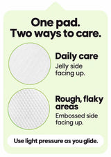 CLEARDEA pad guide: jelly side for daily care and embossed side for rough areas