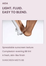 Animated demonstration of AIDA BB Sun's light fluid texture