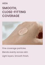 Animated blending demonstration showing smooth, close-fitting AIDA BB Sun coverage