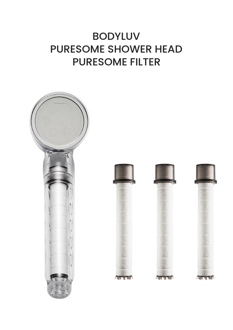 BODYLUV Puresome Shower Head and three Puresome filter refills