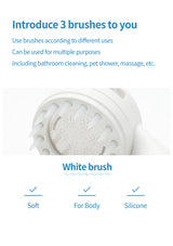 White soft silicone brush attachment for body use