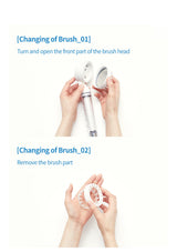 Open the brush front ring and remove the attachment