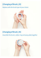 Select the brush attachment and assemble with the seal and spray plate