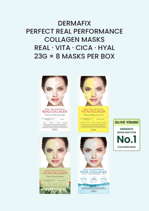 [DERMAFIX] Perfect Real Performance Collagen Masks — Real, Vita, Cica & Hyal (23g × 8 Masks)