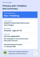Hyal Collagen primary skin-irritation test — English study summary, 30 adults, P&K October 2023
