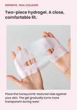 Authentic Real Collagen hydrogel mask texture. Place the honeycomb-textured side against your skin. The gel gradually turns more transparent during wear.