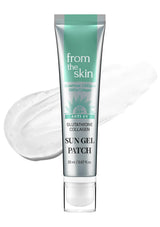 One 20ml tube of FROM THE SKIN Glutathione Collagen Sun Gel Patch with clear gel texture on white