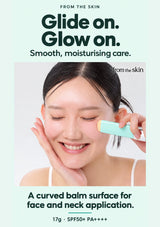 Smooth, moisturising application of FROM THE SKIN Sun Balm on the face and neck.