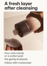 Pour toner onto a cotton pad after cleansing and gently apply before moisturiser