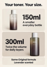 Original Black Rice Hyaluronic Toner size choices: 150ml everyday bottle and 300ml with twice the volume