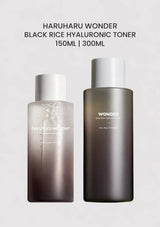 HARUHARU WONDER Black Rice Hyaluronic Toner, 150ml and 300ml bottles.