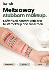 HEIMISH All Clean Balm and makeup swatches illustrating makeup removal.