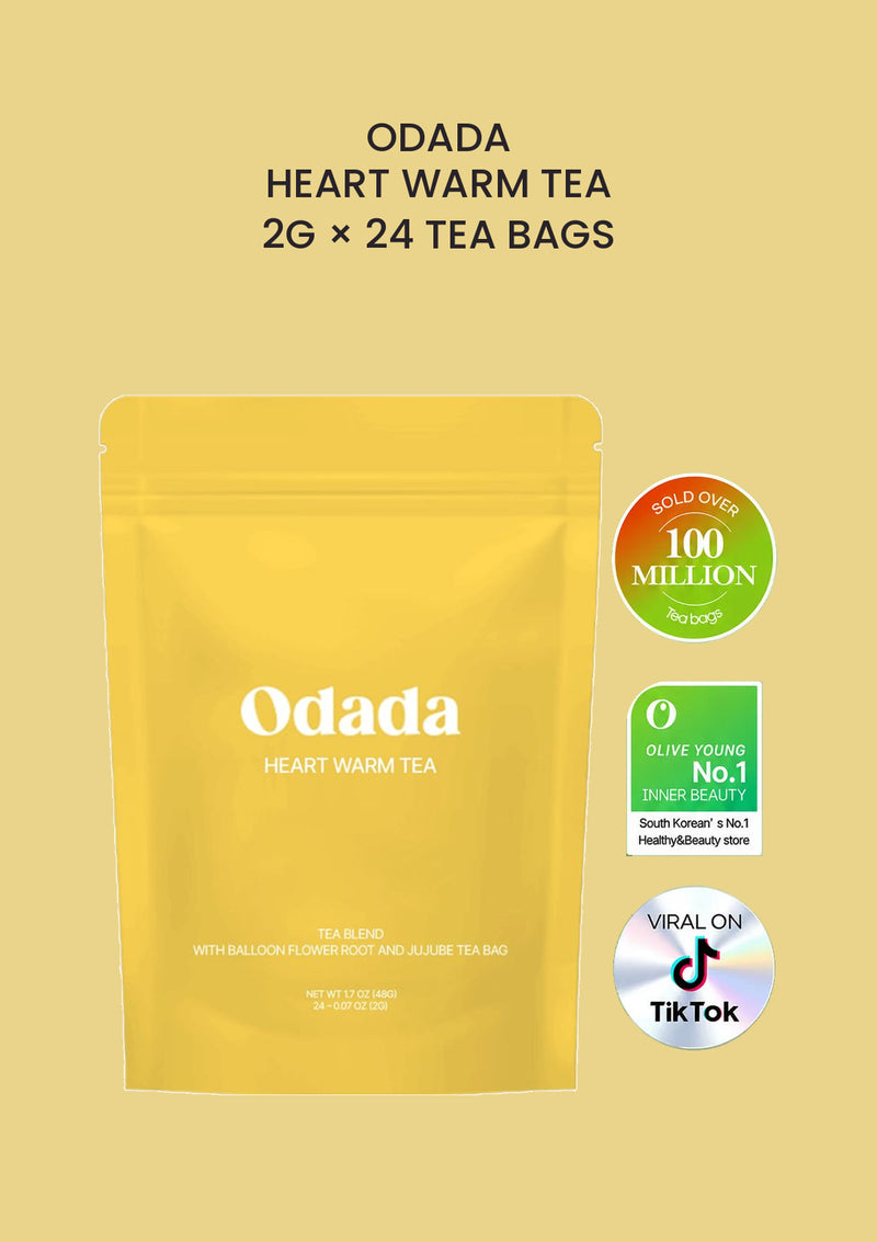 ODADA Heart Warm Tea, 2g × 24 tea bags, with the three original brand achievement logos
