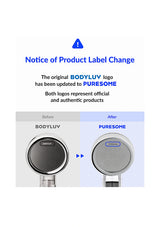BODYLUV and PURESOME markings on the original Puresome shower head