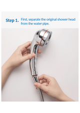 Installing the Puresome shower head on the hose