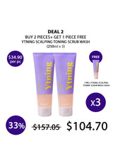 Promotional offer for Ytning scalp toning scrub wash with pricing and quantity details.