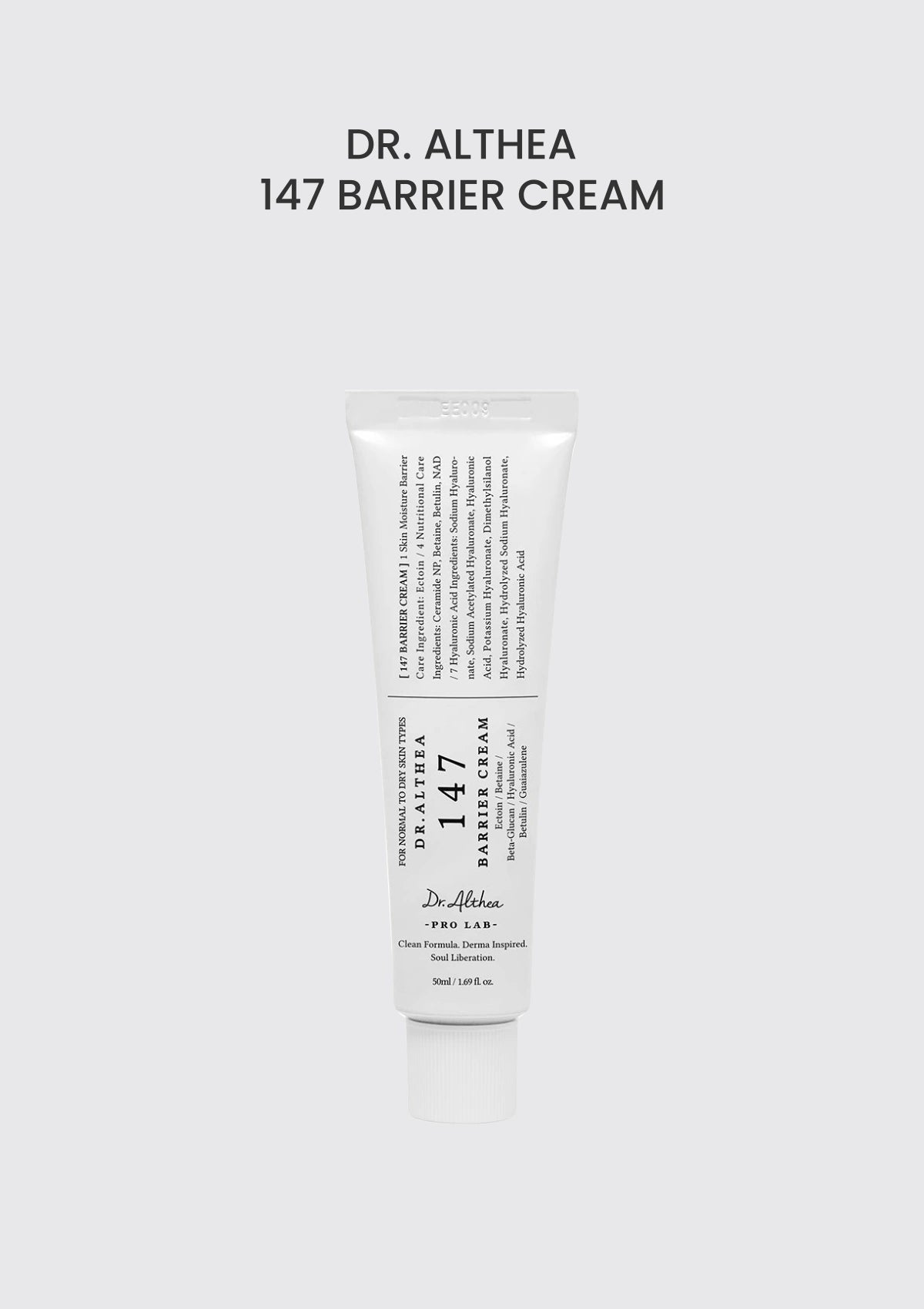Dr. Althea 147 Barrier Cream 50ml — authentic packaging on soft silver-grey background