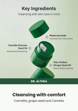Dr. Althea Pure Grinding Cleansing Balm — Cleansing with comfort. Camellia, grape seed and Centella