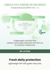 Dr. Althea Green Tea Fresh Sunscreen 45ml — Fresh daily protection. Lightweight SPF with green-tea care.
