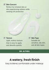 Dr. Althea Green Tea Fresh Sunscreen 45ml — A watery, fresh finish. Easy to blend, comfortable under makeup.
