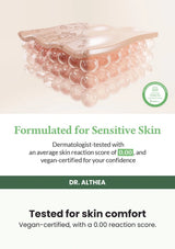 Dr. Althea Green Tea Fresh Sunscreen 45ml — Tested for skin comfort. Vegan-certified, with a 0.00 reaction score.