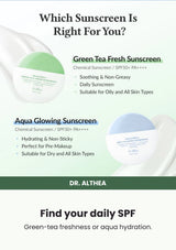 Dr. Althea Green Tea Fresh Sunscreen 45ml — Find your daily SPF. Green-tea freshness or aqua hydration.