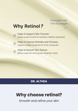 Dr. Althea Pure Retinol 0.15% Cream — Why choose retinol?. Smooth and refine your skin