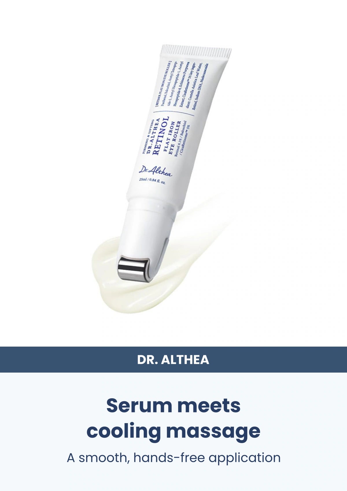 Dr. Althea Retinol Flat Iron Eye Roller — Serum meets cooling massage. A smooth, hands-free application