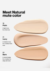Three beige color swatches labeled 'Plain', 'Ivory', and 'Bare' on a white background.