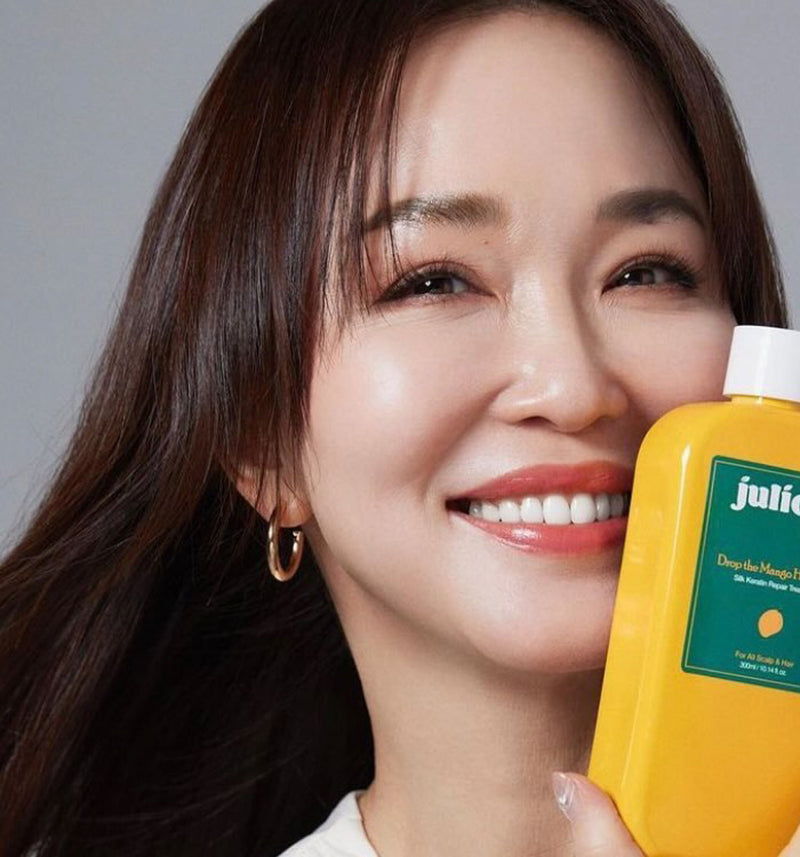Archive photograph of Fann Wong with JULIOLY Silk Keratin Repair Treatment
