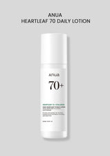 Anua Heartleaf 70+ Daily Lotion bottle on a light gray background