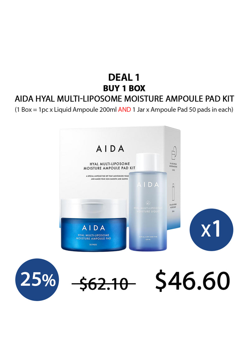 [AIDA] Hyal Multi-Liposome Moisture Ampoule Pad Kit