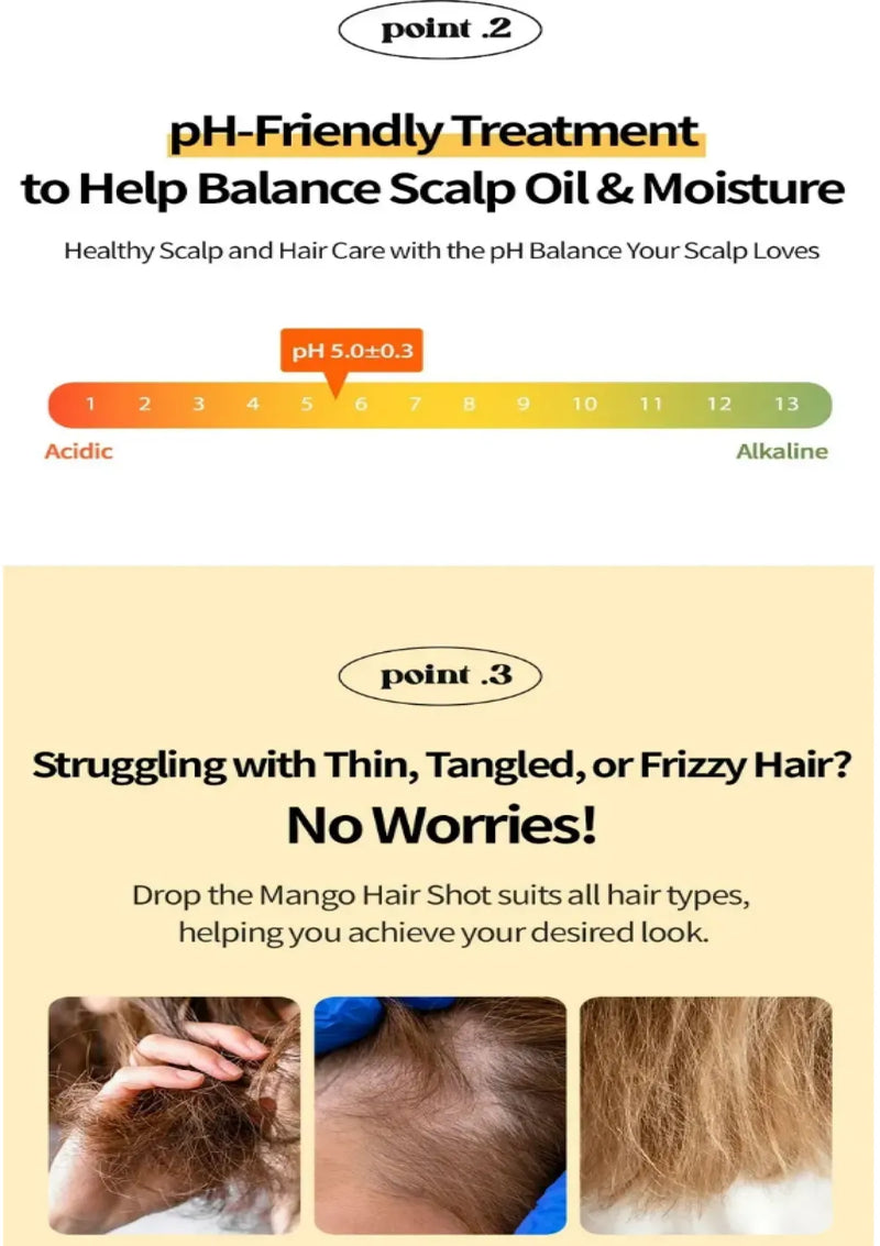 Advertisement for a pH-balanced hair care product with text and images of hair.