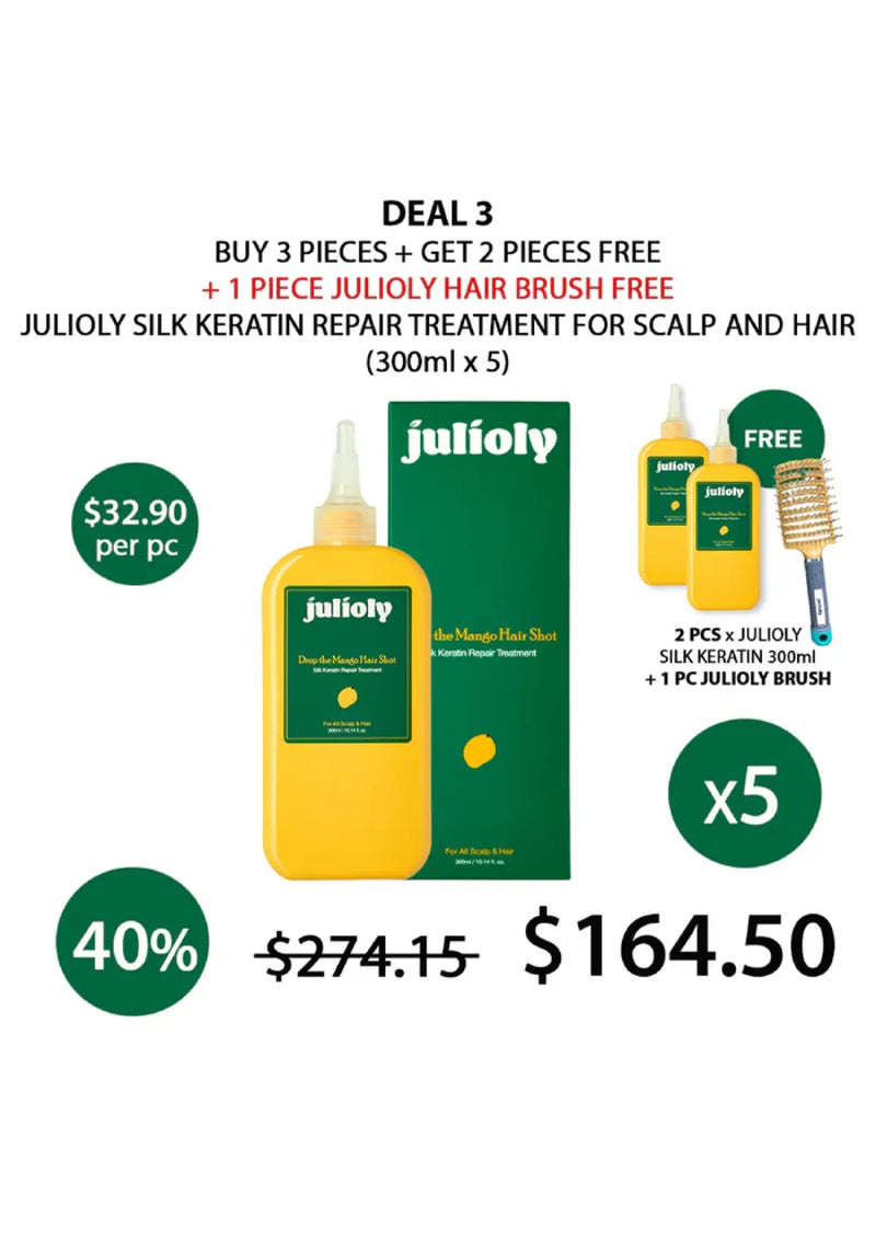 Advertisement for Juliofy hair care products with pricing and deal details on a white background.