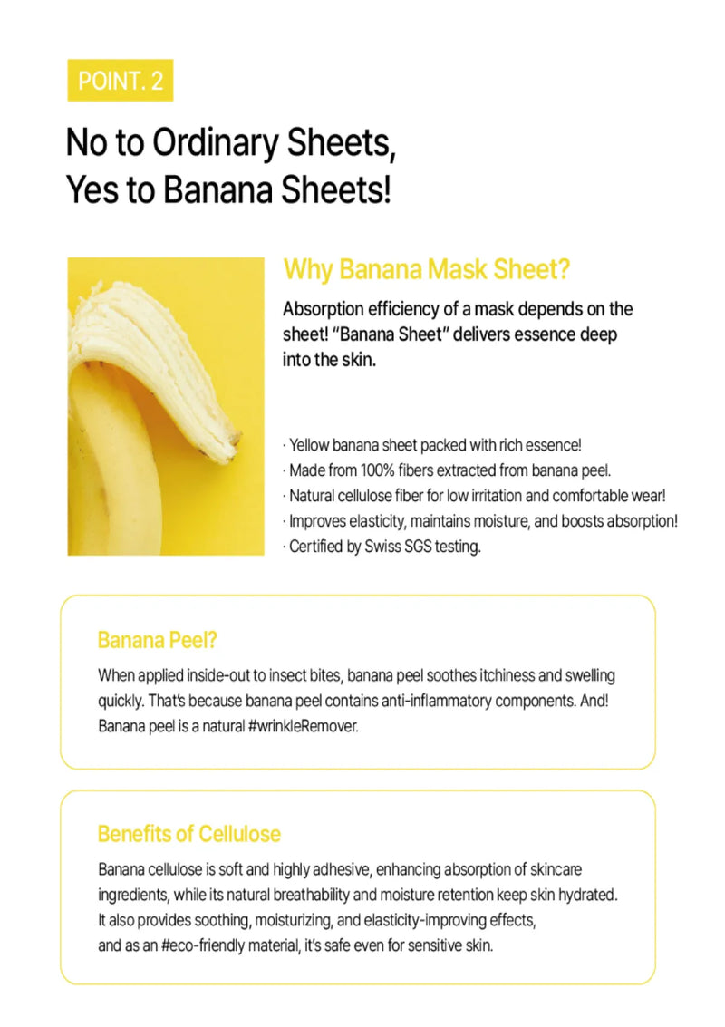 Banana sheet product description with text on a white background