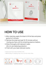 Pamsilbc skincare mask packaging with usage instructions on a white background