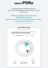Advertisement for REJURAN Derma Healer Moisture Cream with PDRx ingredient on a white background