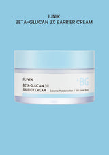 IUNIK Beta-Glucan 3X Barrier Cream jar on a light blue background