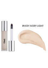 Cosmetic product with applicator and color swatch labeled '#H13Y IVORY LIGHT' on a white background