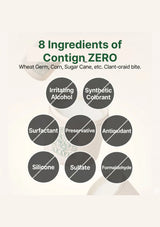 Diagram of Contign ZERO ingredients with text on a white background