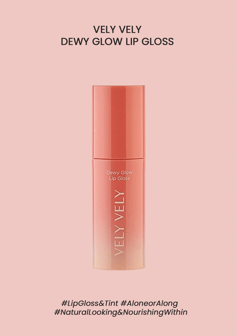 Velvety lip gloss bottle on a pink background with brand name 'VELY VELY'.