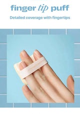Finger tip puff with a blue background