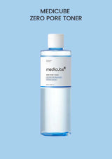 Medicube Zero Pore Toner bottle on a light blue background