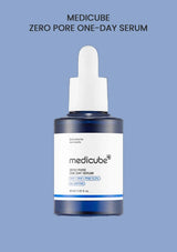 Medicube Zero Pore One-Day Serum bottle on a blue background